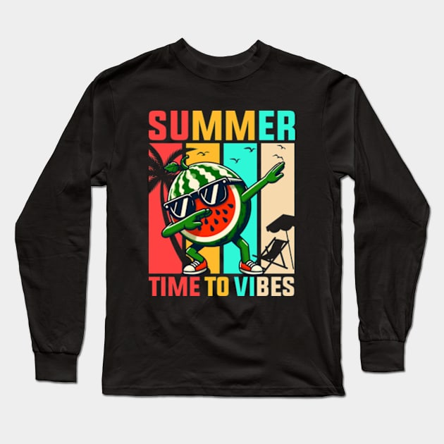 Summer Times Vibes Walermelon Long Sleeve T-Shirt by Atelier Djeka